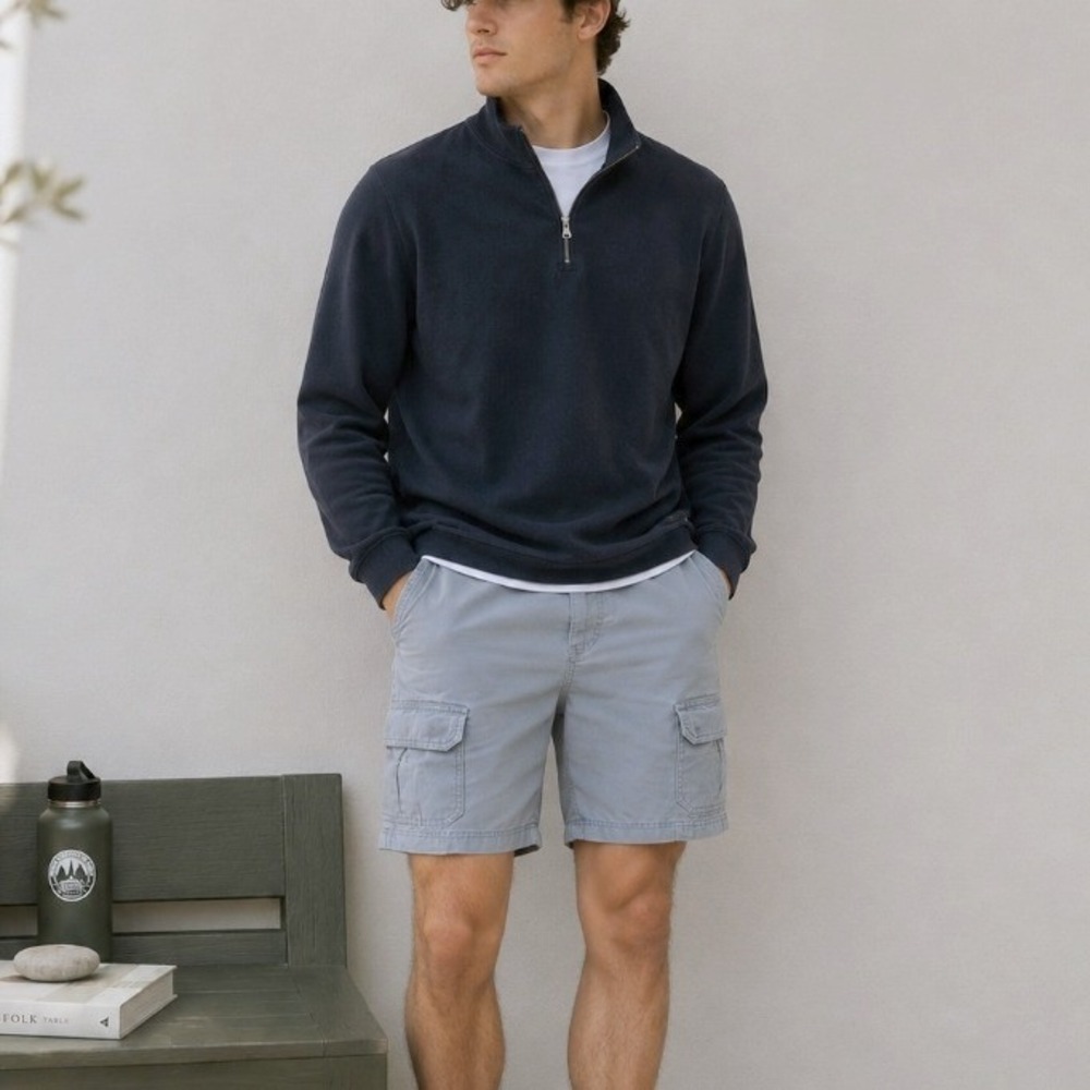 Cotton Twill Utility Cargo Shorts 38 Gray Mens Hiking Summer Gorpcore‎ Granola